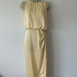 Elegant Cream yellow Sleeveless Dress